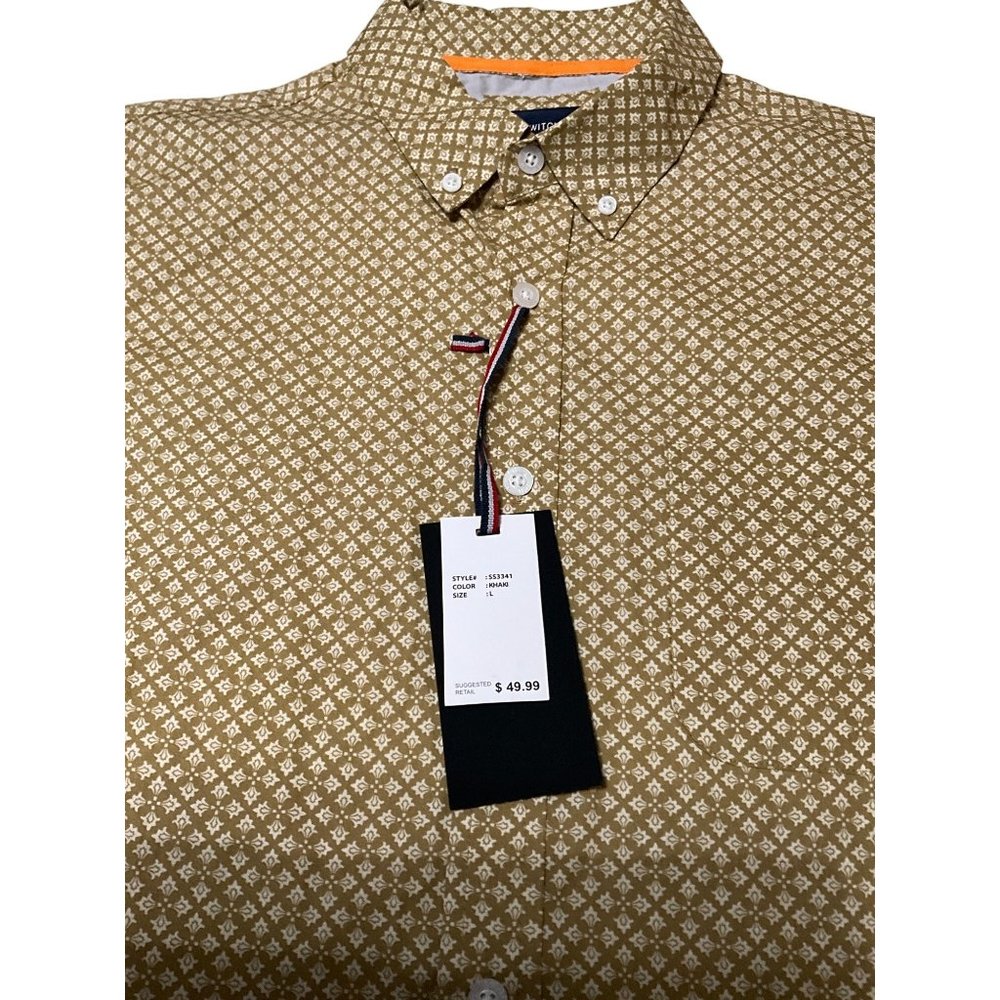 Switch Men's Shirt Large Tan/Ivory Short‎ Sleeve NWT